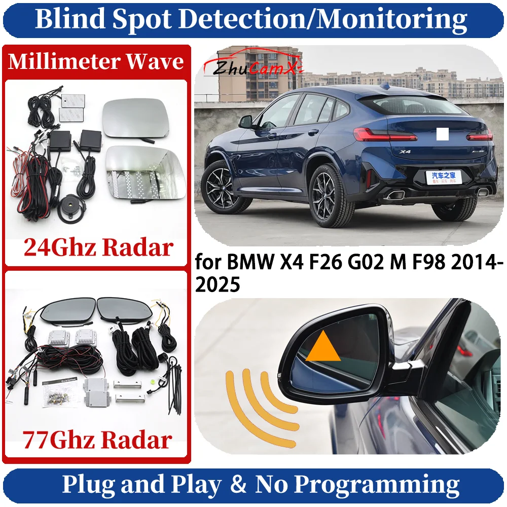 

Blind Spot Monitoring/Detection System for BMW X4 F26 G02 M F98 2014-2025 Night Driving Side Lane Change Safe Driving Assist