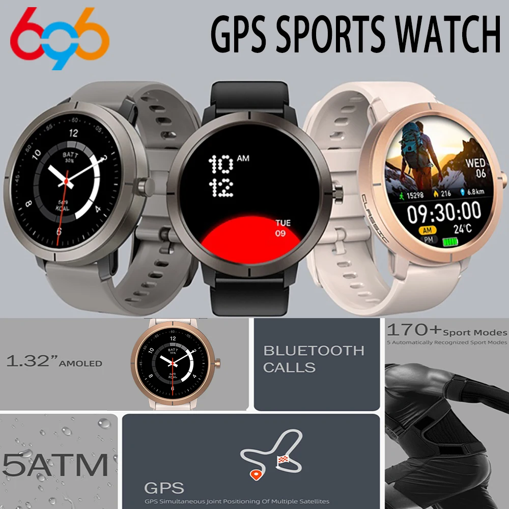 

Смарт-часы GPS для спорта с AMOLED HD-экраном, умные часы для здоровья, мужские и женские, с Bluetooth-вызовами, фитнес-трекер, мониторинг сна, компас, водонепроницаемость 5ATM