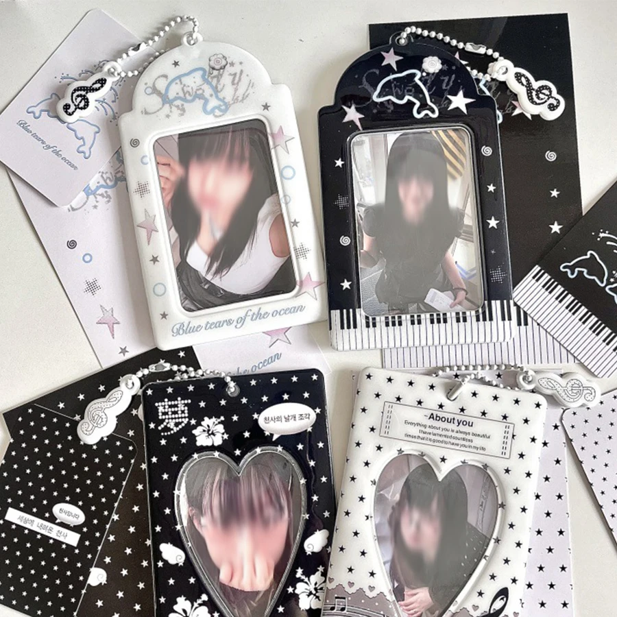 Kpop Photocard Holder Y2K PhotoCard Holder Kpop Charm Holders Kawaii Photo Card Keychain ID Bus Card Holders