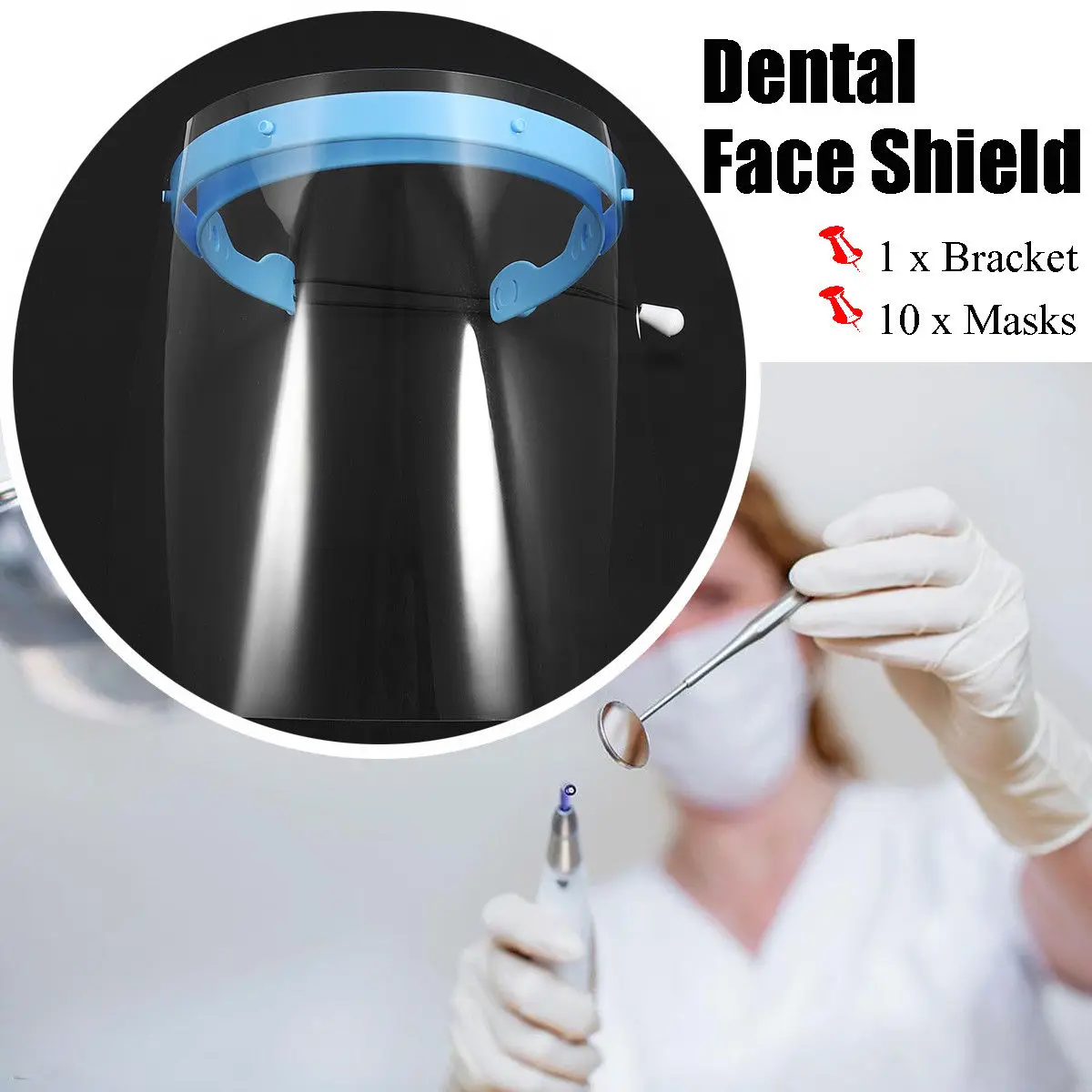 

Защитные пластиковые пленки-маски HussanDental для лица с 10 съемными визирами