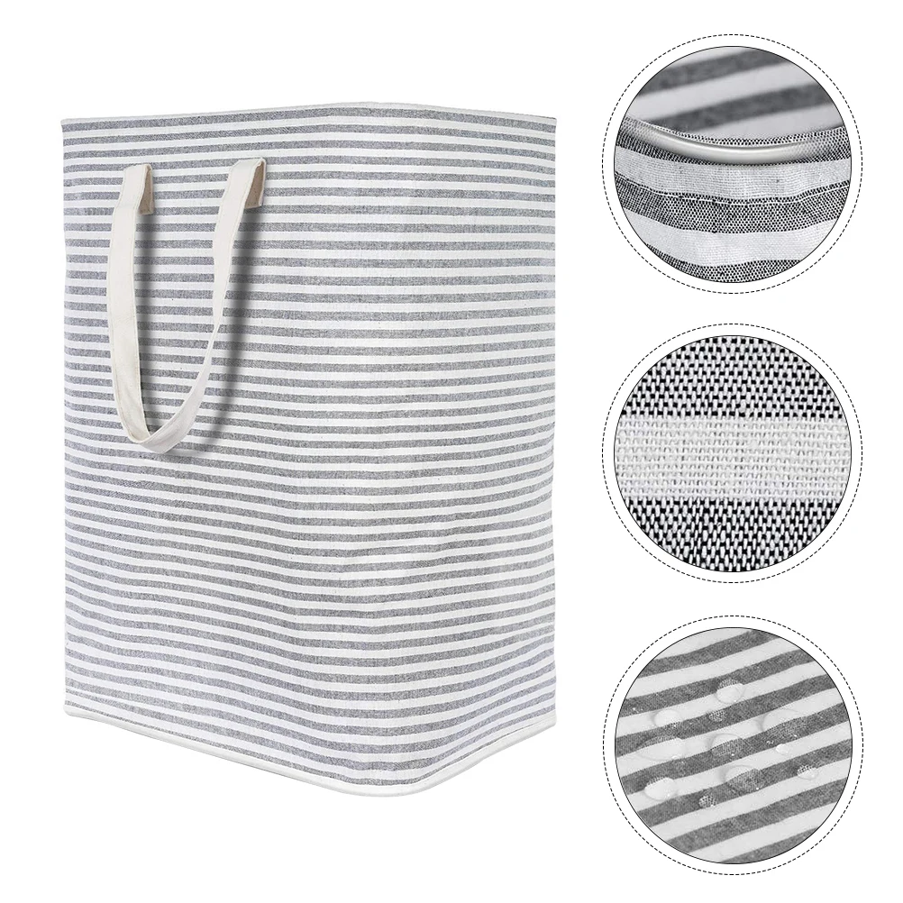 

Folding Laundry Basket Collapsible Baskets Dirty Clothes Hamper Light Grey Cotton with Handles