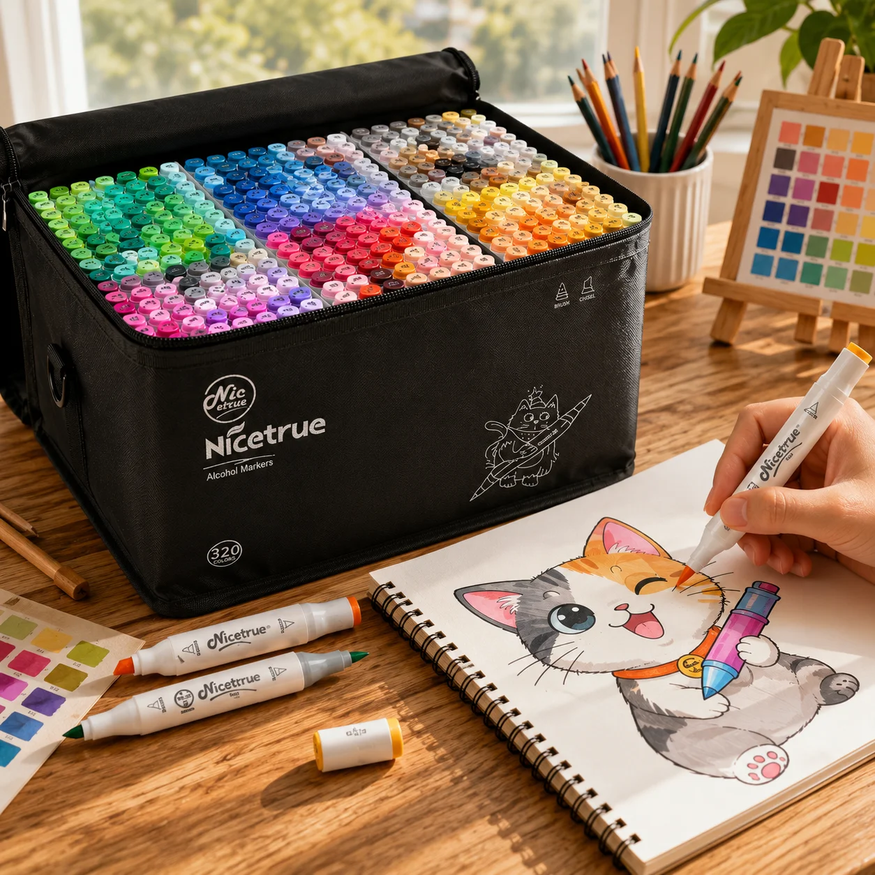 Nicetrue Marker Pen Set Color Markers Alcohol Art Markers Refillable Dual Tips Sketching Drawing Manga Controlled Blending Ink Low Odor School Art Supplies