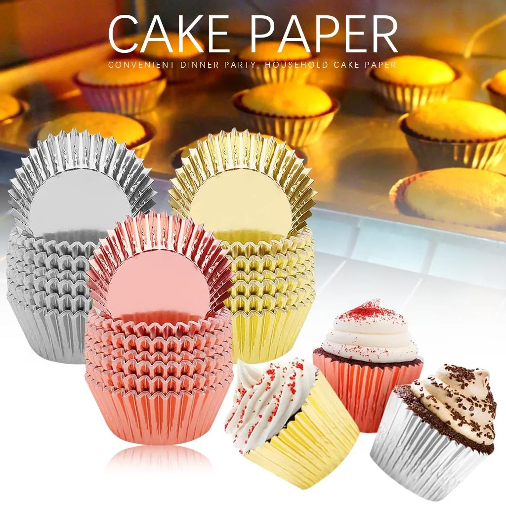 Caja de papel colorida para hornear magdalenas, revestimiento para pasteles, herramientas de decoración, caja para muffins, taza, bandeja para fiestas, molde para pasteles, 100 piezas