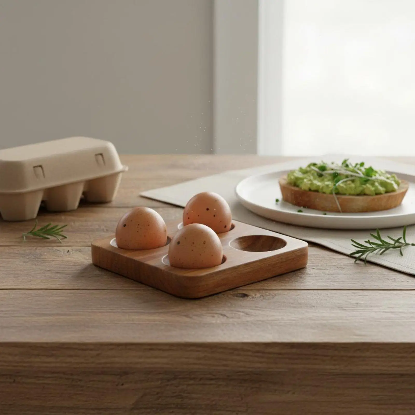 Acacia Wood Egg Tray Keeps Eggs Secure Acacia Wood Egg Rack Design for Kitchen