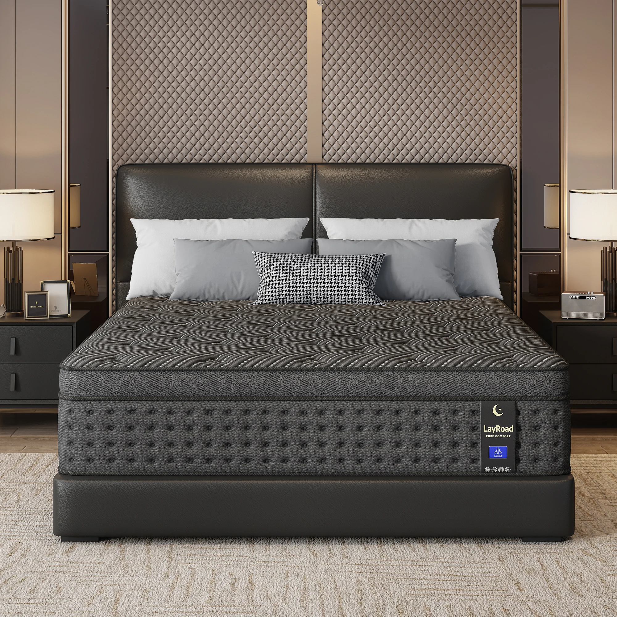 LayRoad 12/14-Inch Memory Foam Spring Mattress Single/Double/Queen/King Sizes Boxed Mattress Medium Firmness Pressure Relief