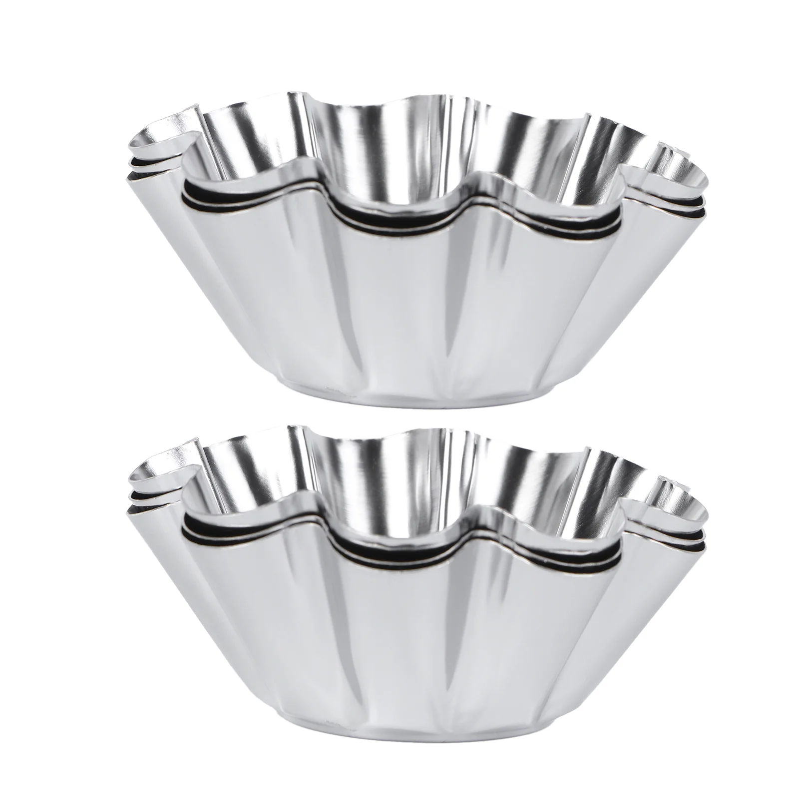 

6 Pcs Easy to Clean Baking Mold Tart Muffin Cup Plate Cupcake Stainless Steel Pans Flower Silver Use