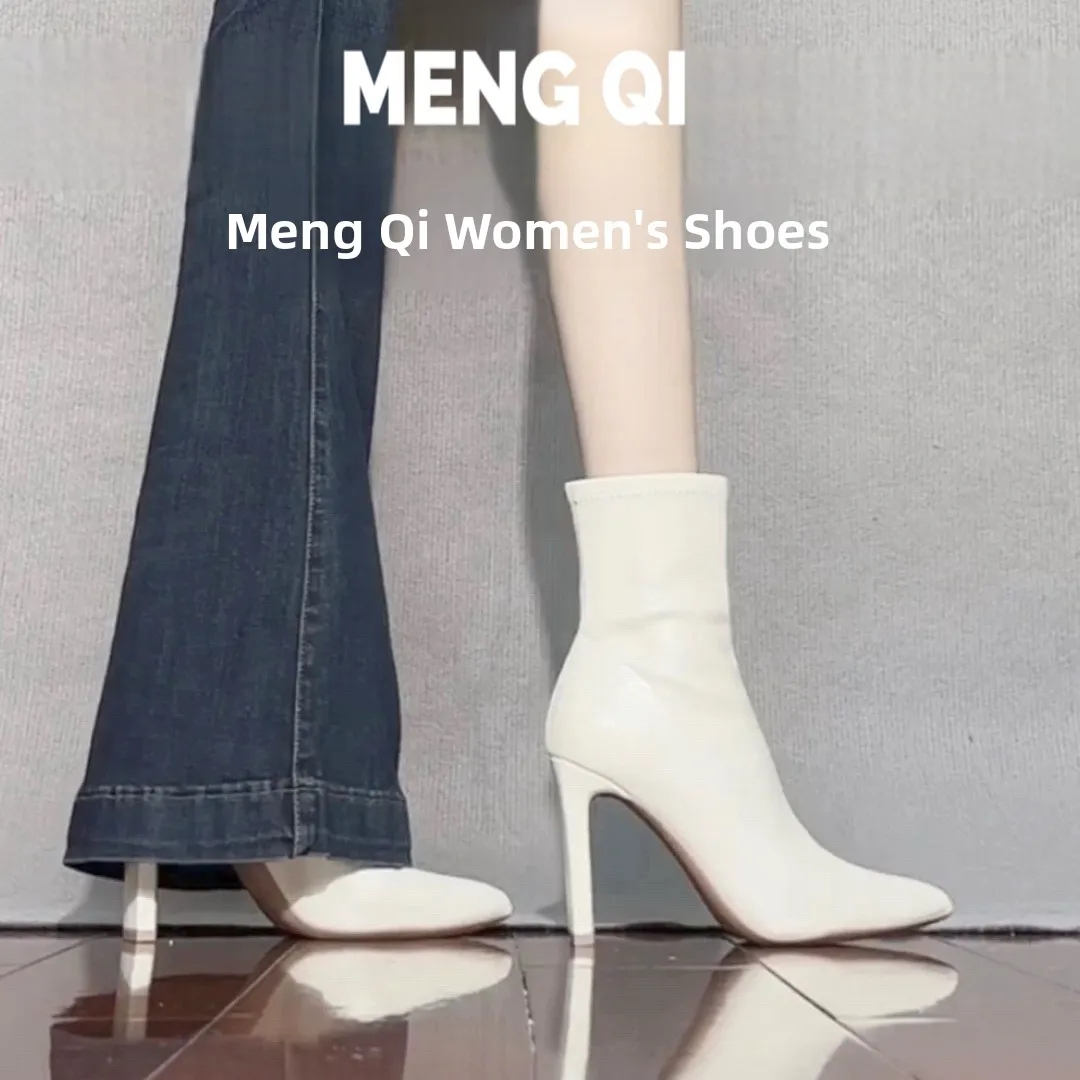 

Women's High Heel ort Boots Autumn Winter Thiened Square Head Boots Slim Fit Boot Single Boot Korean Sle Mid-Calf Elast...