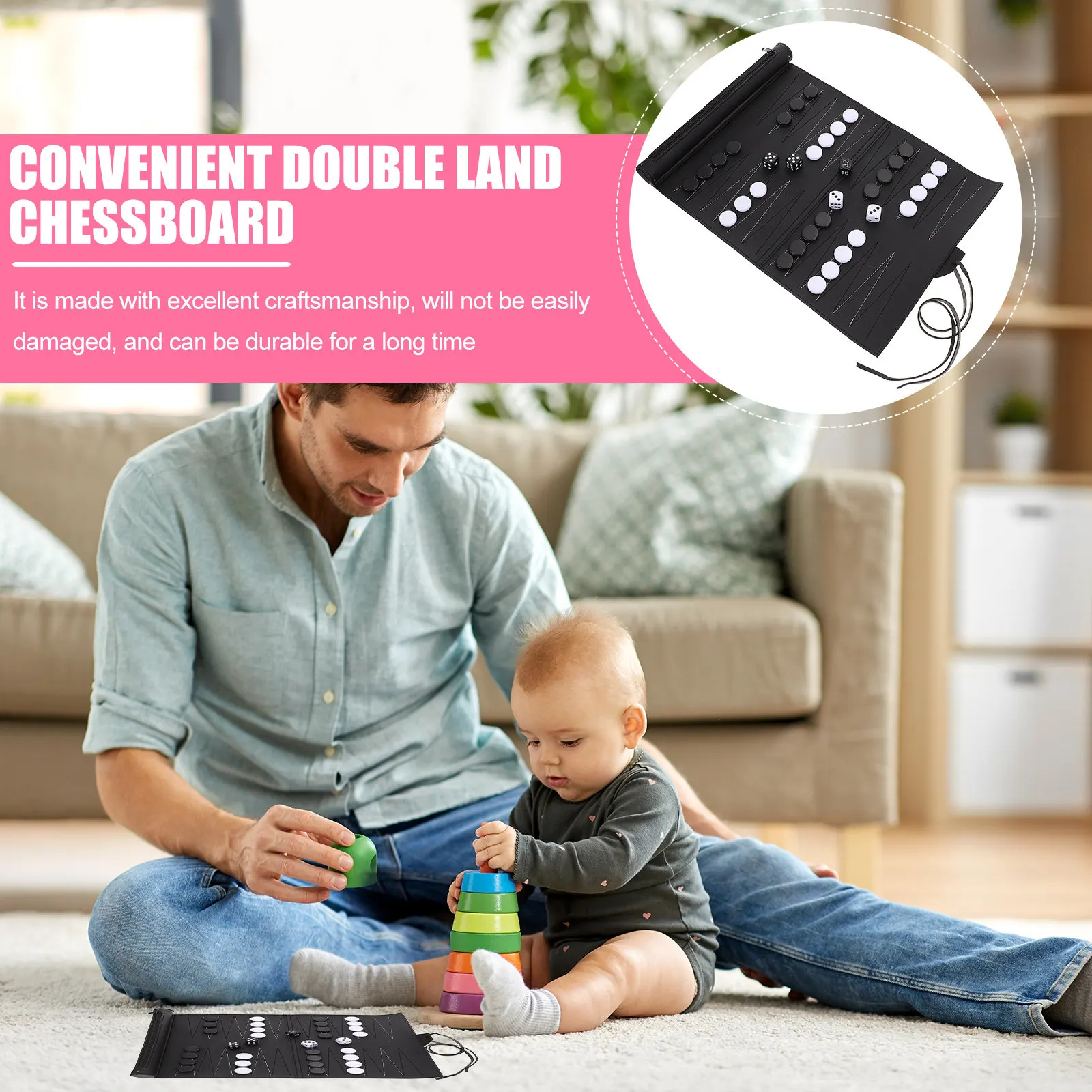 

1 шт. Портативная шахматная доска из ПУ-материала премиум-класса, компактная, в виде рулона, легко переносимая, для путешествий и дома