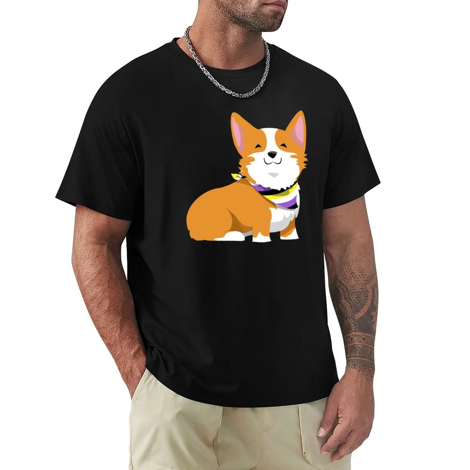 

Non-Binary Flag Bandana T-Shirt Classic Print Short Sleeve Shirt