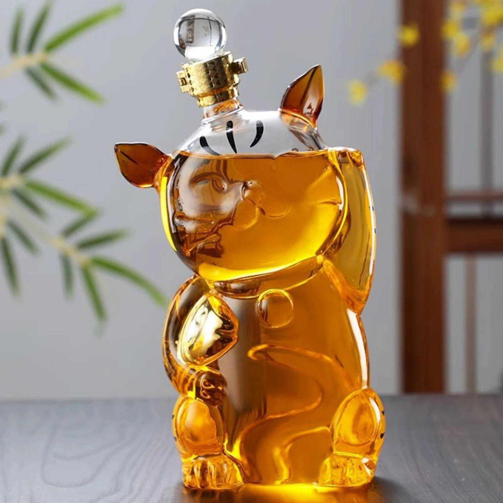 Cat Wine Bottle Whiskey Decanter 1000ml Unique Glass Decanter for Whiskey Fun Bar Decoration Chic Wine Carafe Barware Accessory