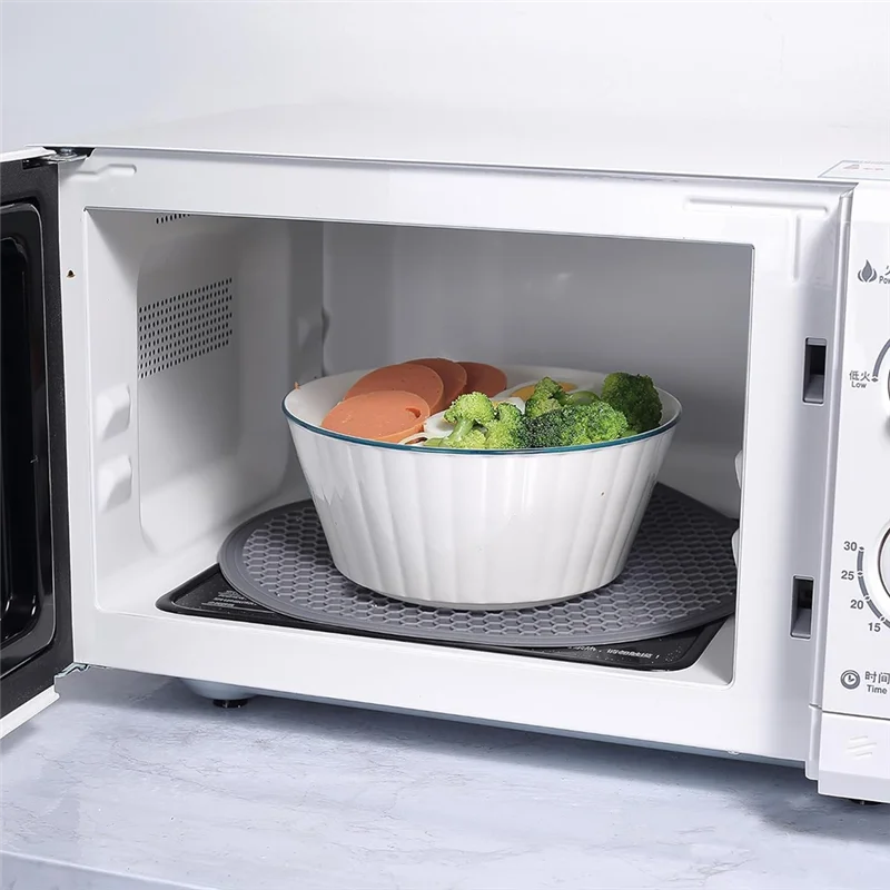HGFLE-Silicone Microwave Mat - Round 12Inchx12inch - 4Pcs Heat Multifunctional Mat, Splatter Guard, Trivet, Hot Pad - view 4