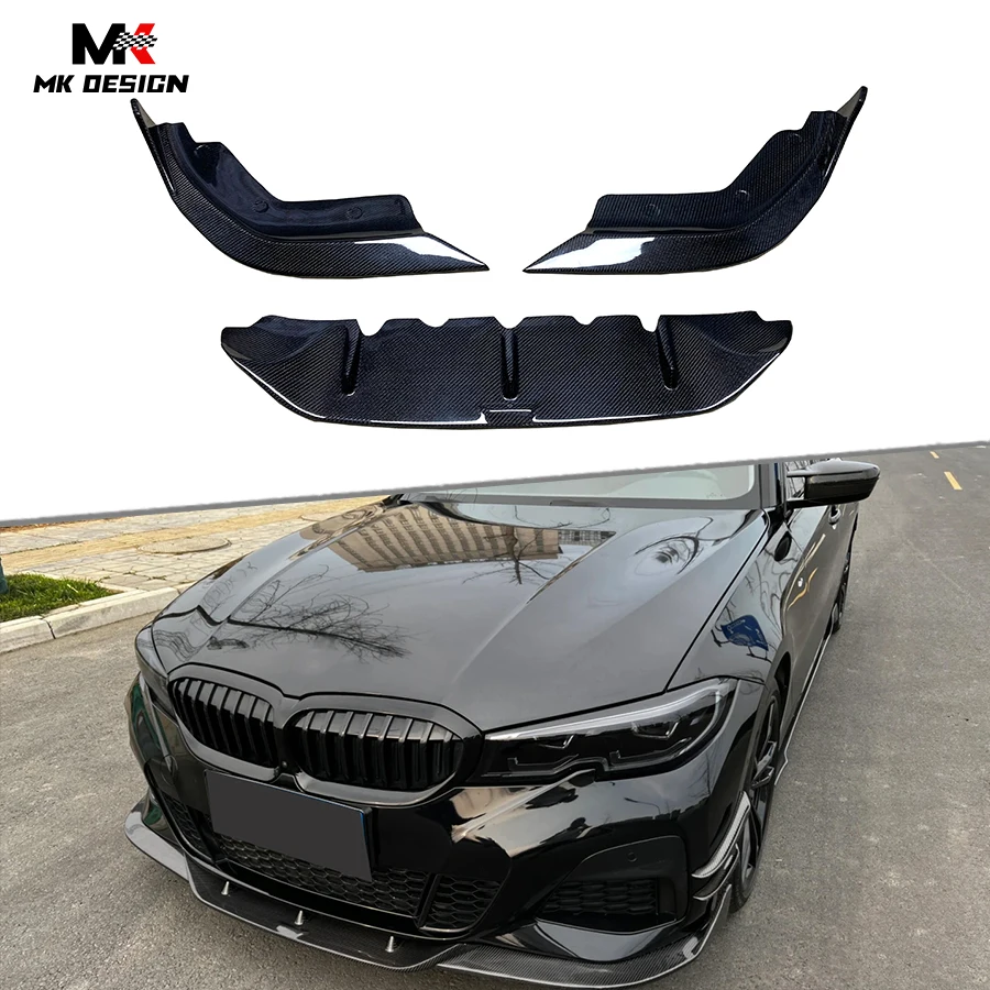 Carbon Fiber TAK Style Front Bumper Lip Chin Spoiler for BMW 3 Series G20 G28 2019-2021 Front Lip Side Splitters Car Accessories