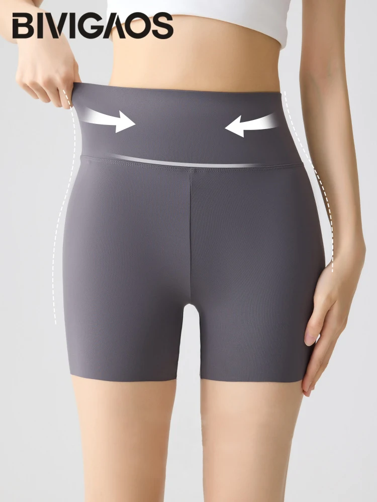 BIVIGAOS ฤดูร้อน Multicolor High เอว Sharkskin MINI กางเกงขาสั้นผู้หญิงเซ็กซี่สบายๆกางเกงขาสั้นบางกีฬาฟิตเนส BIKER กางเกงขาสั้น