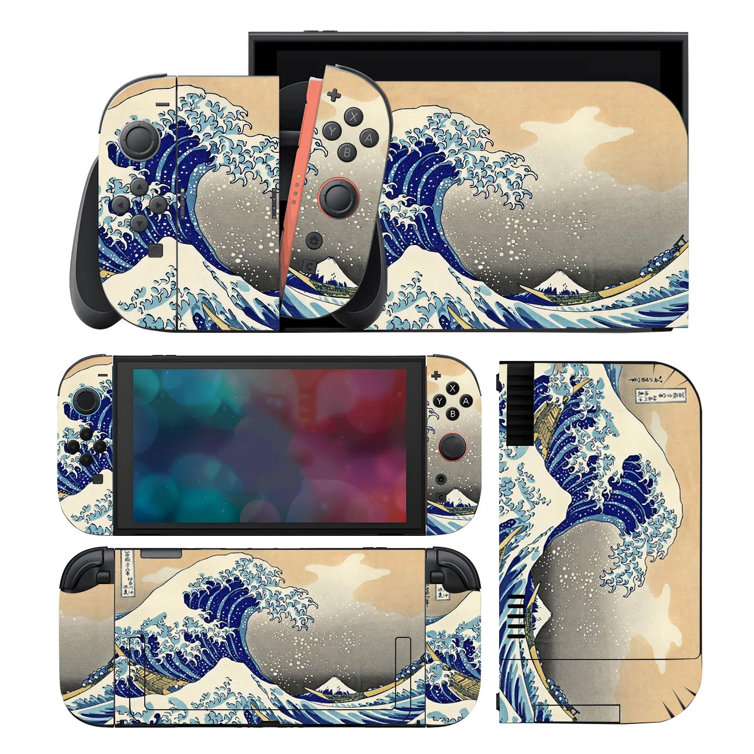 ملصق جلدي واقي لجهاز نينتندو سويتش 2 ملصق موجة رائعة من الفينيل لوحدة التحكم NS 2 Joycon Switch 2 ملحقات
