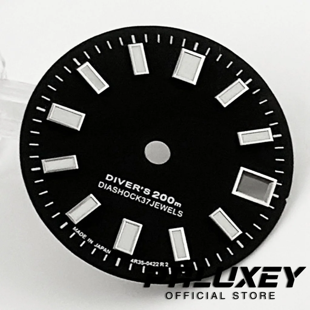 NH34-esfera de reloj para buzo, accesorio de modificación de reloj de 28,5mm, 200m, fecha, para NH34A, 4R34, NH35, 4R35, verde luminoso