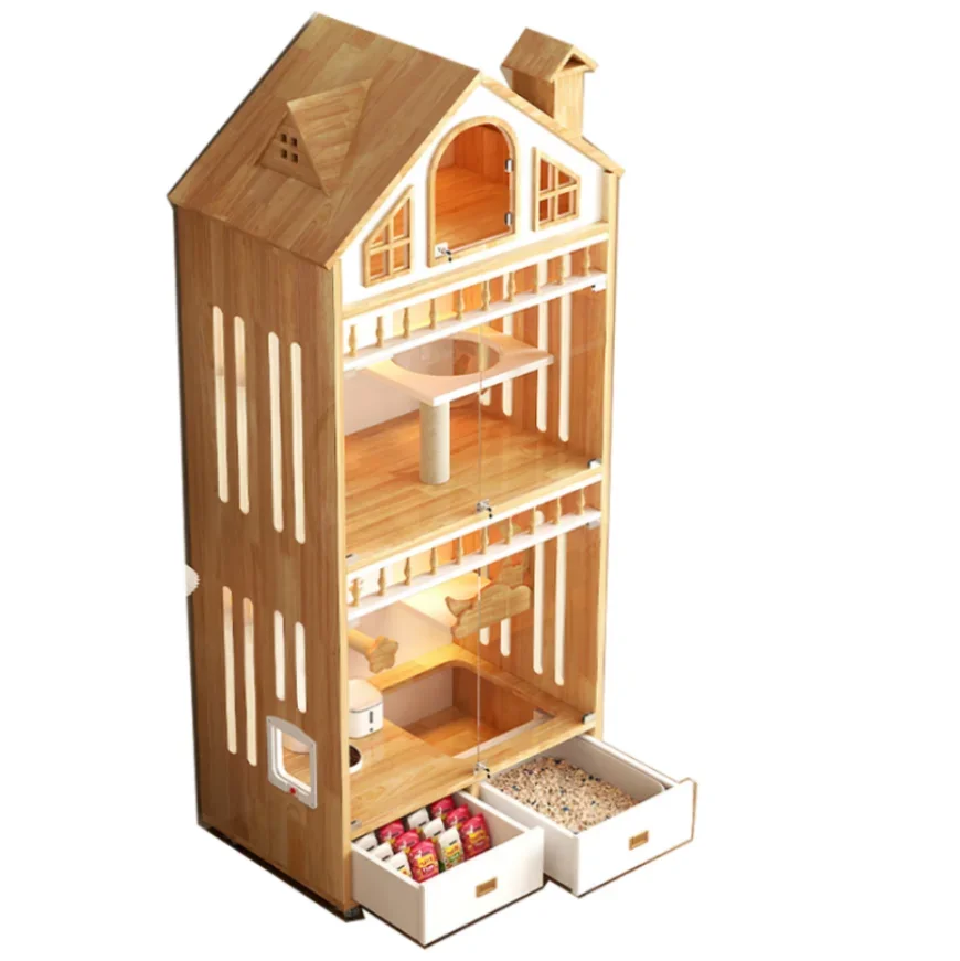 High Quality Cheapest Wooden Cat Enclosure Indoor Cat House Large Cat Cage With Nice Price