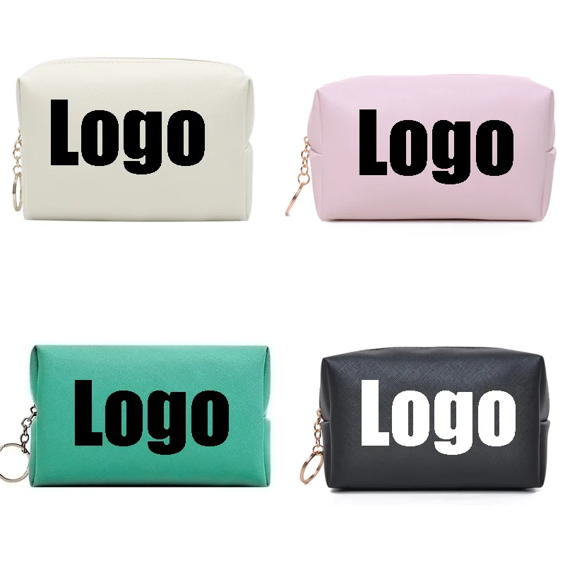 

500Pcs Customized PU Leather Makeup Zipper Pouch Bag for Cosmetic - Your Business Logo Printed