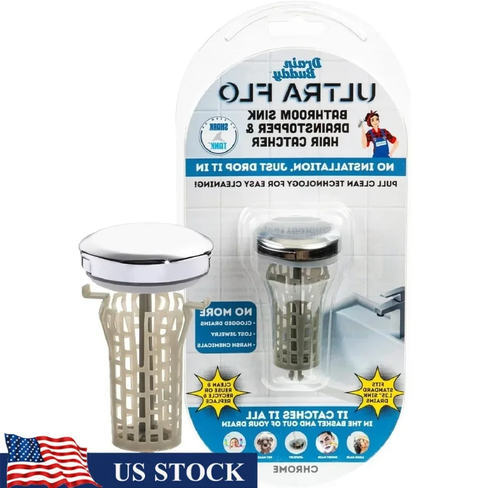 

Пробка для слива Ultra Flo Уловитель волос 2 в 1, предотвращение засорения, легко очищаемая технология очистки, очистка, установка не требуется