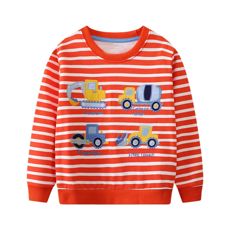 Little maven 2 Stück 2026 Herbst Neue Oberteile Frühling Baby Jungen Fahrzeuge Gestreifte Kapuzenpullover Sweatshirts für Kinderkleidung 2-7 Jahre – Detail 3