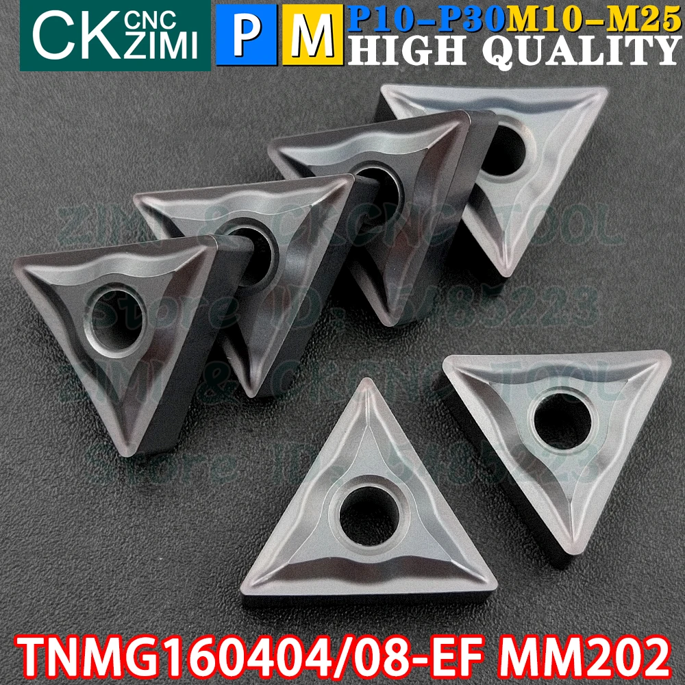 TNMG160404-EF MM202 TNMG160408-EF MM202 Inserti in metallo duro Inserti per tornitura esterna Utensili TNMG1604 TNMG 1604 EF CNC Tornio meccanico per metalli Tornitura utensili da taglio