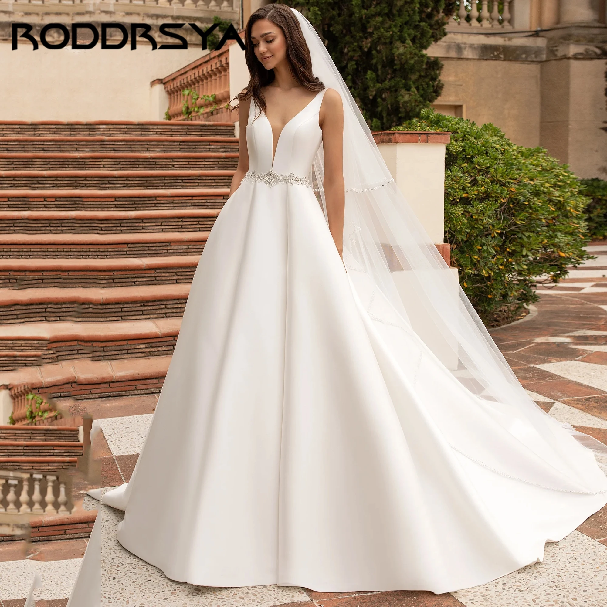 Mermaid Spaghetti Straps Sexy Wedding Dress Crepe Deep V-Neck Backless Bride Gowns Boho Bridal Dress Vestido De Novia Customized