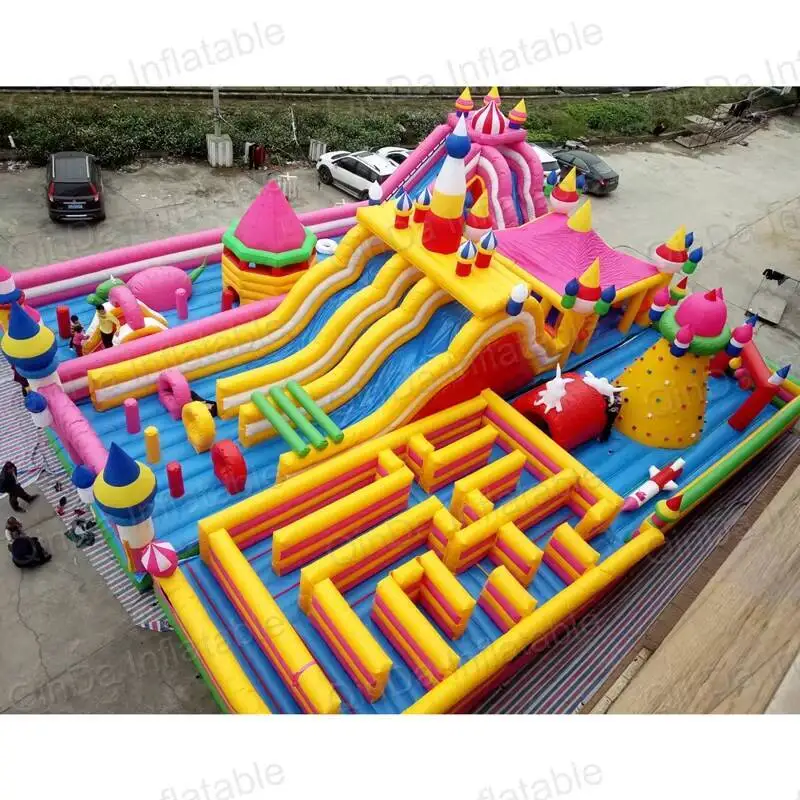 20*15 Meters Giant Inflatable Fun City , Inflatable Playground On Sale 5K Inflatable Obstacle Course For Sale