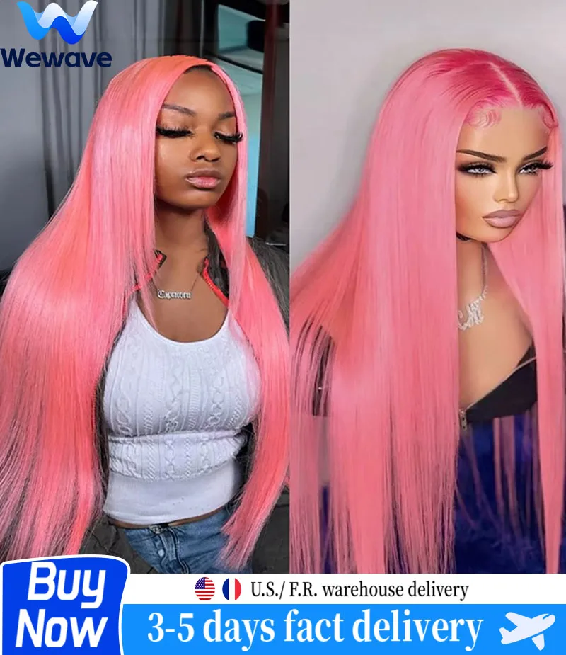 

Wewave Pink Wig Straight Human Hair Wigs 13x4 13x6 Hd Lace Frontal Wig Pre Plucked Bleached Knoted Brazilian Wigs Original