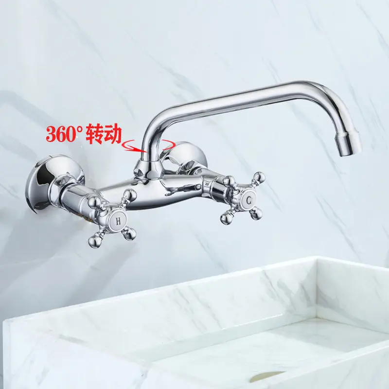 Antique bronze built-in wall-mounted water outlet all-copper vintage wall-mounted faucet rotatable retro wall-mounted tap