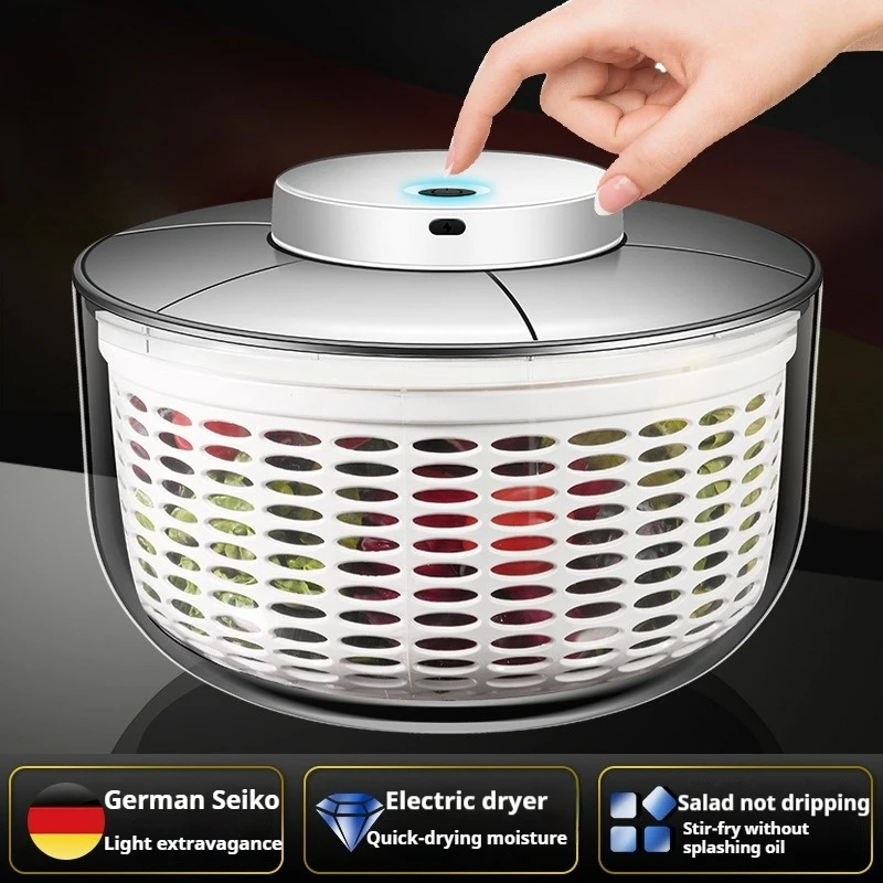 Multifunctional Vegetable Dehydrator Electric Quick Clean Dryer Fruit & Vegetable Wet & Dry Separate Drain Salad Spinner Kitchen