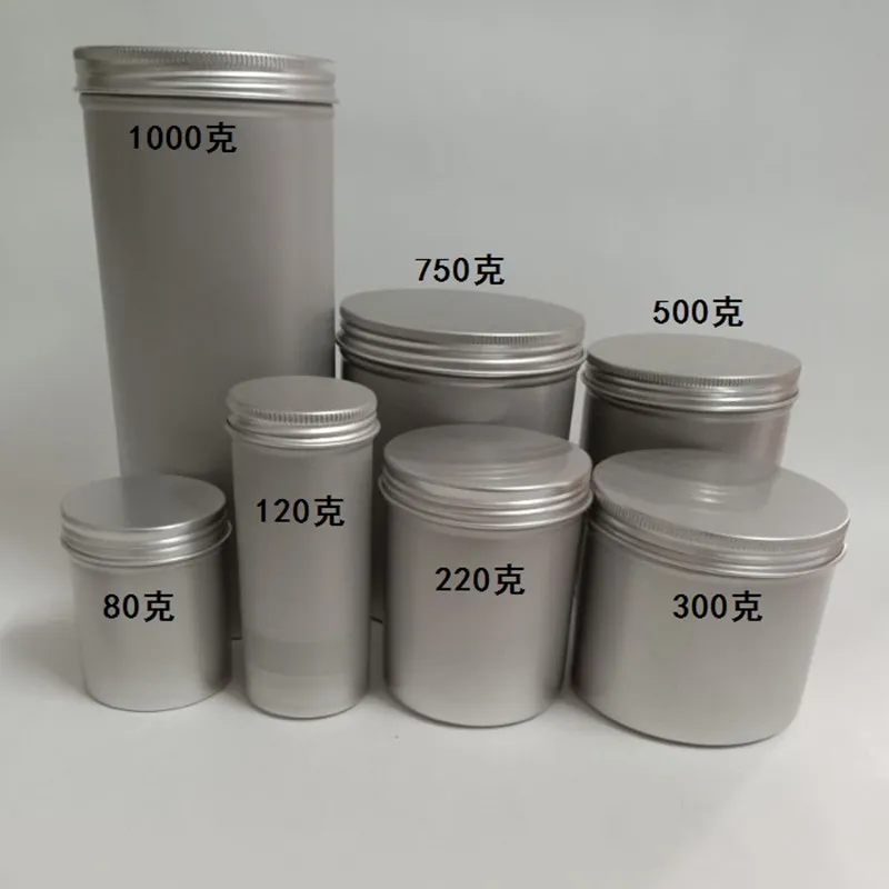 50-1000g Tall Threaded Aluminum Cans Round Aluminum Jar Tea Food Jewelry Cosmetics Aluminum can Storage Sealed Aluminum Box