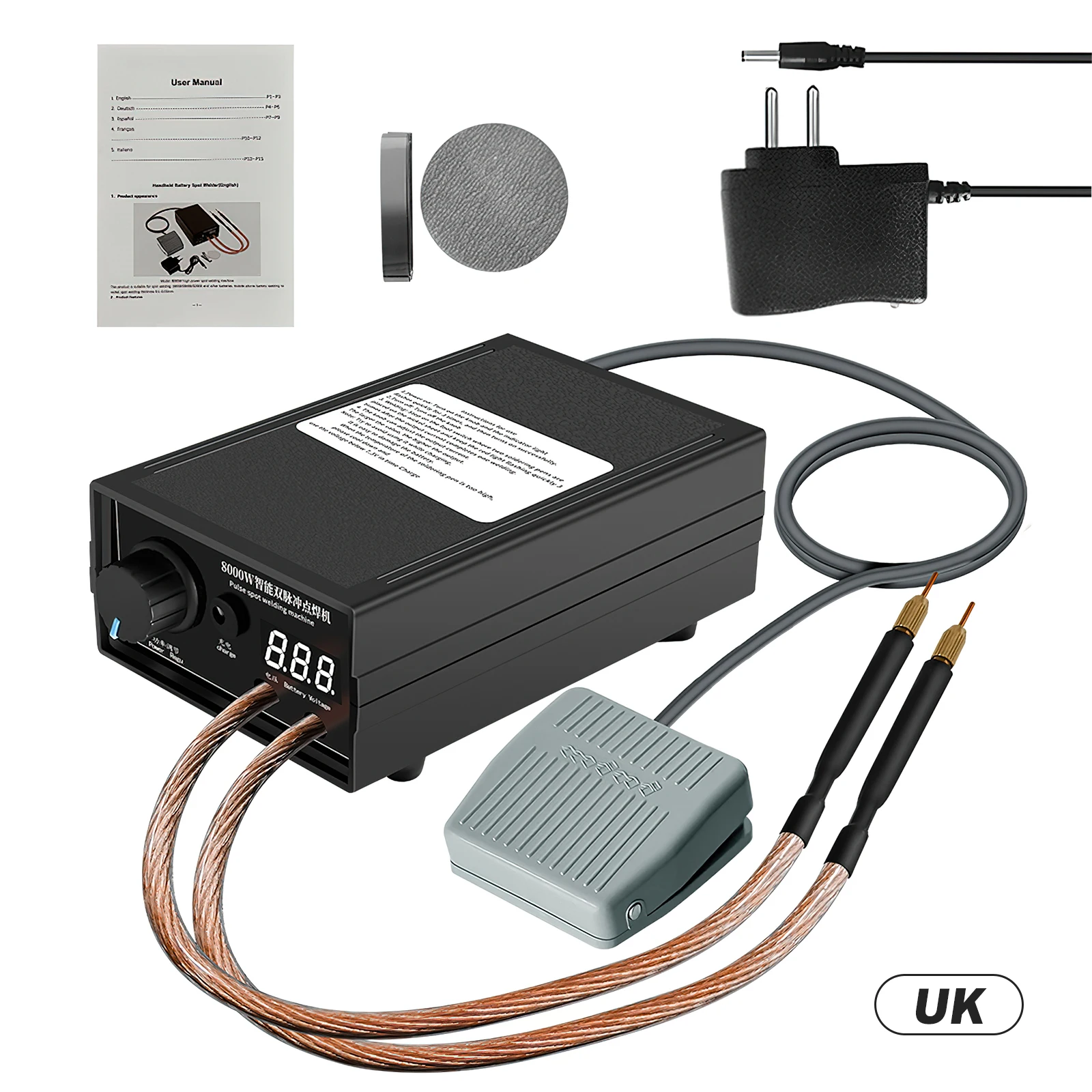 Image of Handgehaltener Punktschweißer, tragbare Hochleistungs-Batterieschweißmaschine, einstellbarer Strom, DIY-Metallreparatur-Schweißset, elektrisches Punktschweißwerkzeug für Zuhause, Garage, Werkstatt
