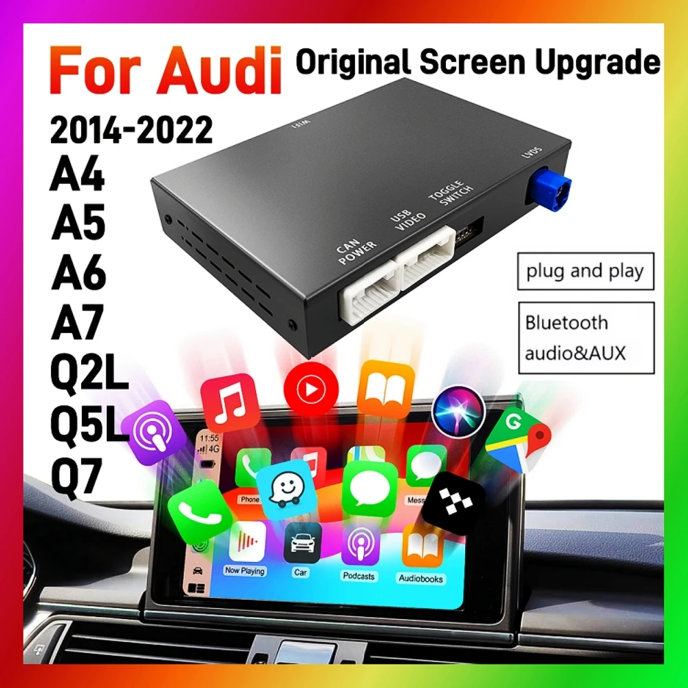 CarPlay sans fil pour Audi A3/A4/A5/A6/A7/Q2L/Q5L/Q7 2014-2018 MIB MMI 3G Android Auto lien miroir AirPlay accessoires multimédia