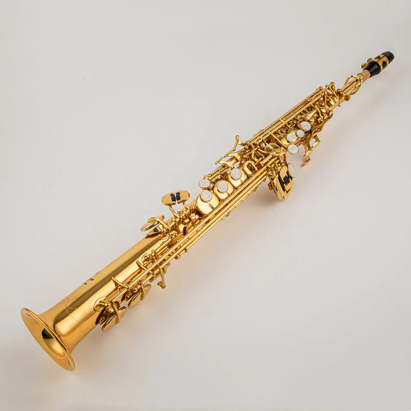 Made in Japan 875 Brass Straight Soprano Saxophone Bb B Flat Sax Saxophone Woodwind Instrument Natural Shell Key Carve Pattern