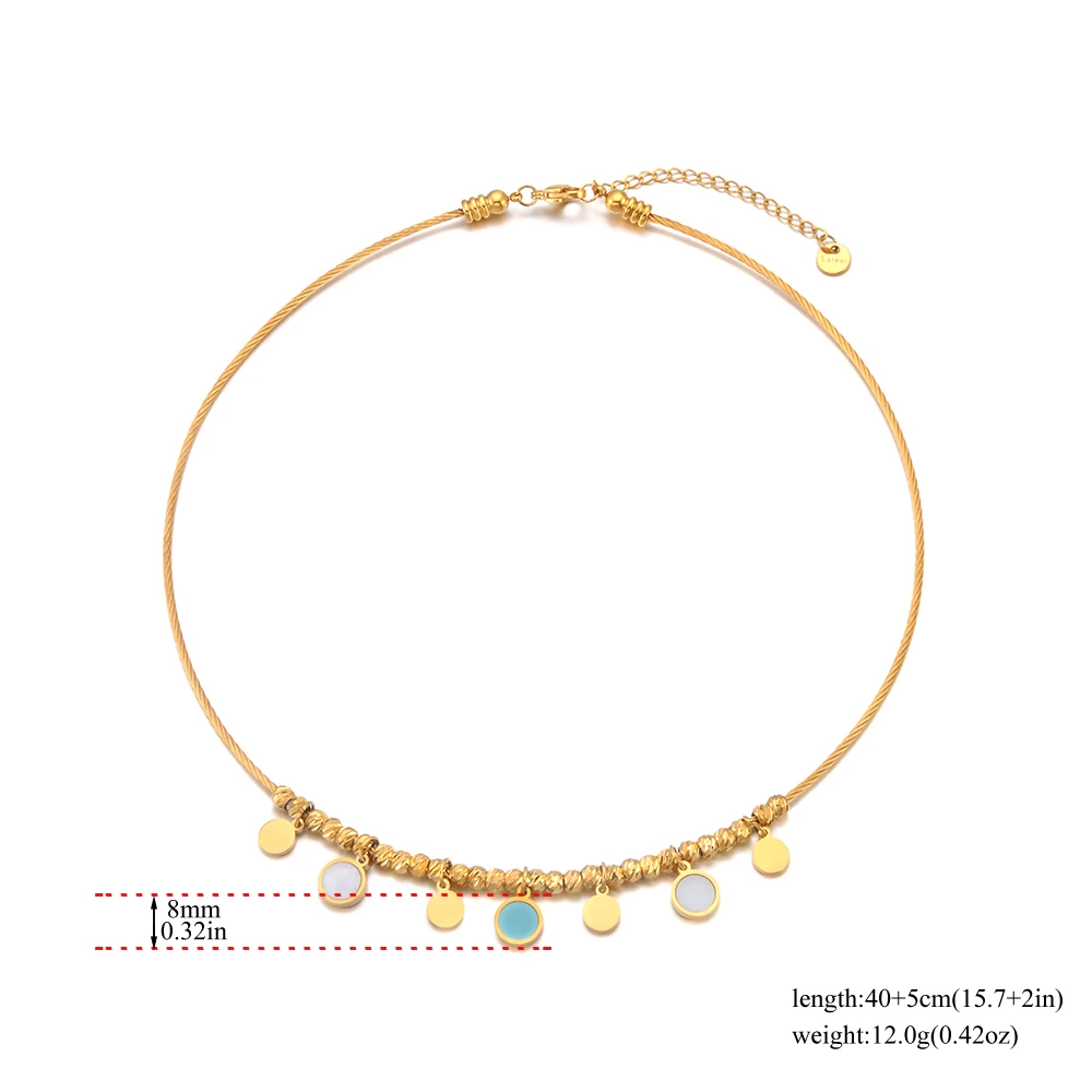 JeeMango الأزرق شل الحب القلب حبة الفولاذ المقاوم للصدأ المرأة المختنقون قلادة PVD مطلي متعدد نمط خاتم هدايا مجوهرات أنيقة N25173