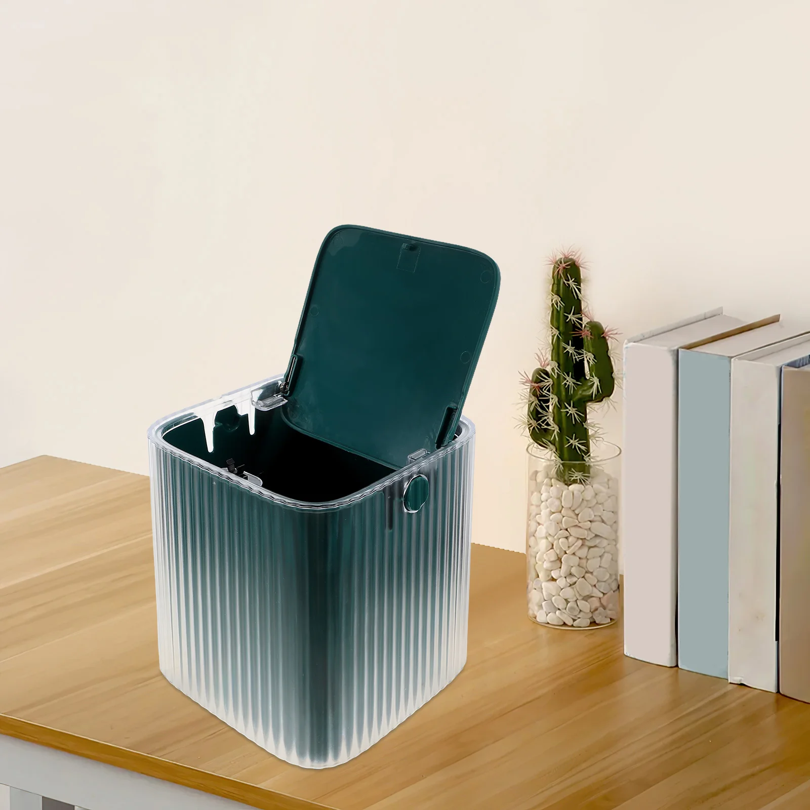 

Press Trash Can Countertop Bedroom Desk Garbage Desktop Small Trashcan Cute Bin with Lid