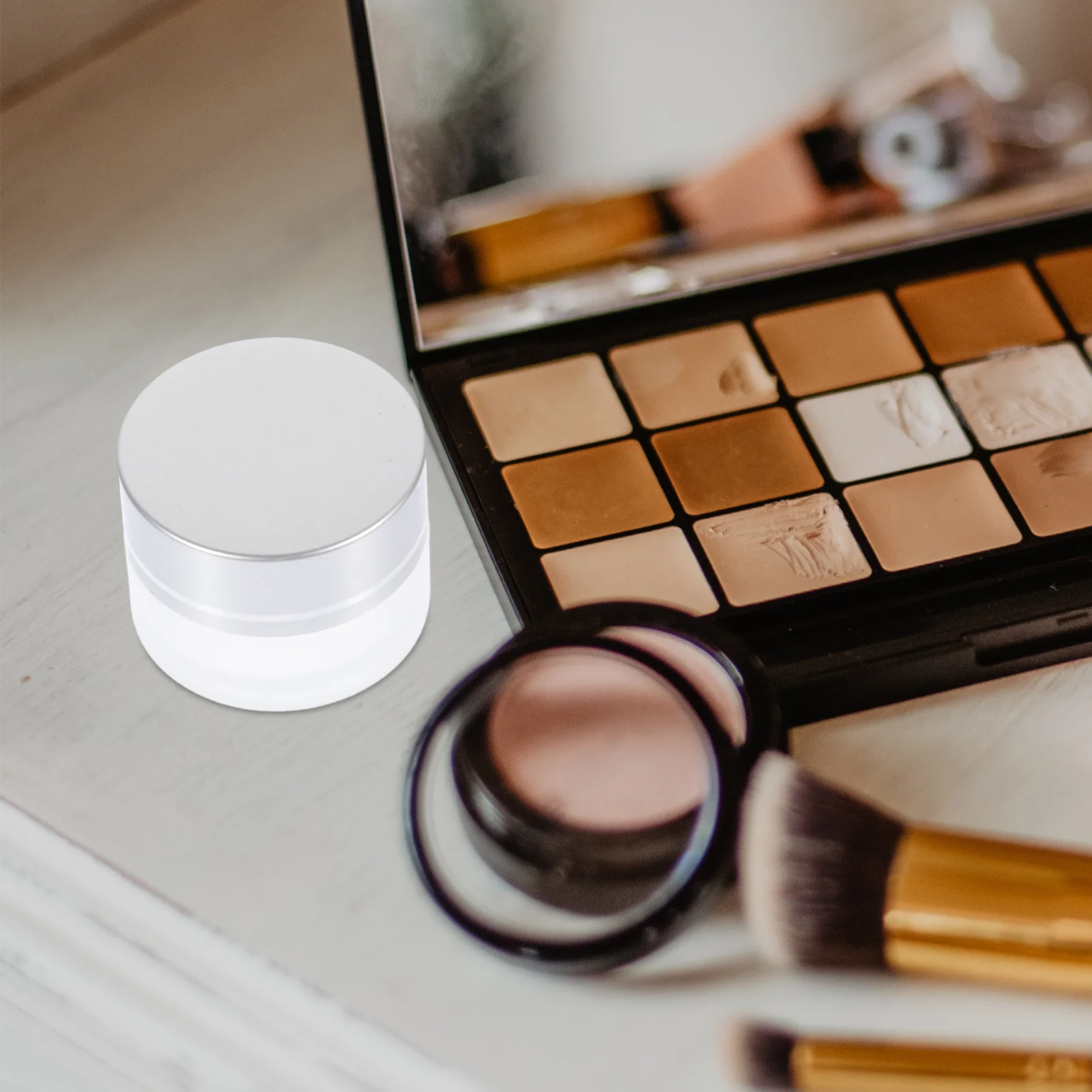 10 قطعة زجاجة توزيع كريم زجاجية صغيرة مستديرة 5 جرام حاوية فارغة مانعة للتسرب للسفر ماكياج غسول تخزين كريم زجاجة فارغة #3