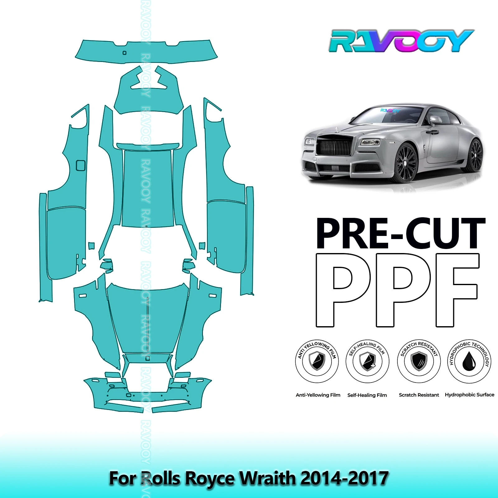 

8.5Mil Precut PPF Paint Protection Film Full Vehicle Clear Bra For Rolls Royce Wraith 2014-2017
