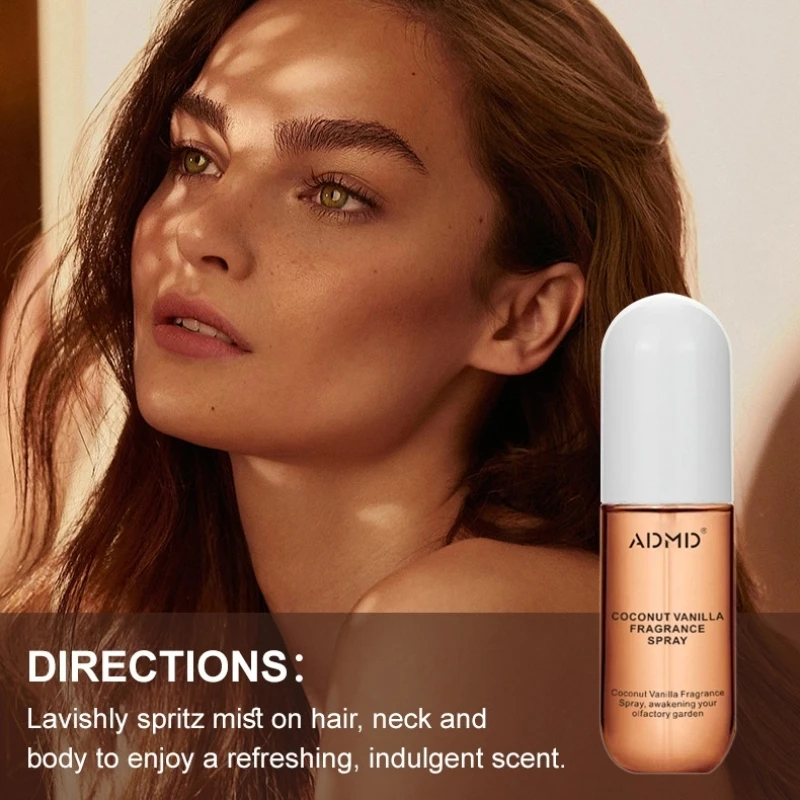 2 قطعة عطر جوز الهند الورد رذاذ الشعر والجسم عطر رذاذ طازج يدوم طويلاً عطر سفر حجم معطر رذاذ