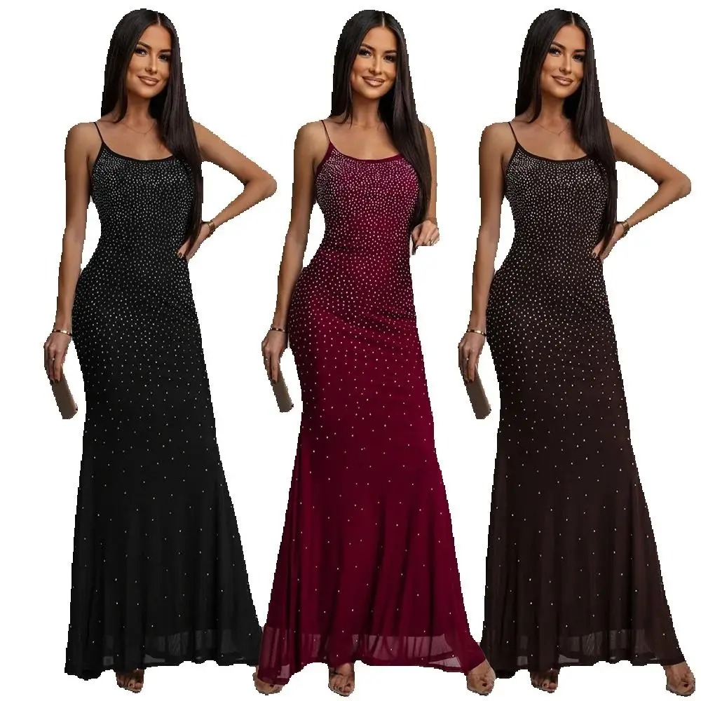 

EINY Шикарное женское роскошное сексуальное платье с сетчатыми вставками и стразами, длинное вечернее платье с открытой спиной, блестящее платье с камнями, облегающее платье для вечеринок и коктейлей.