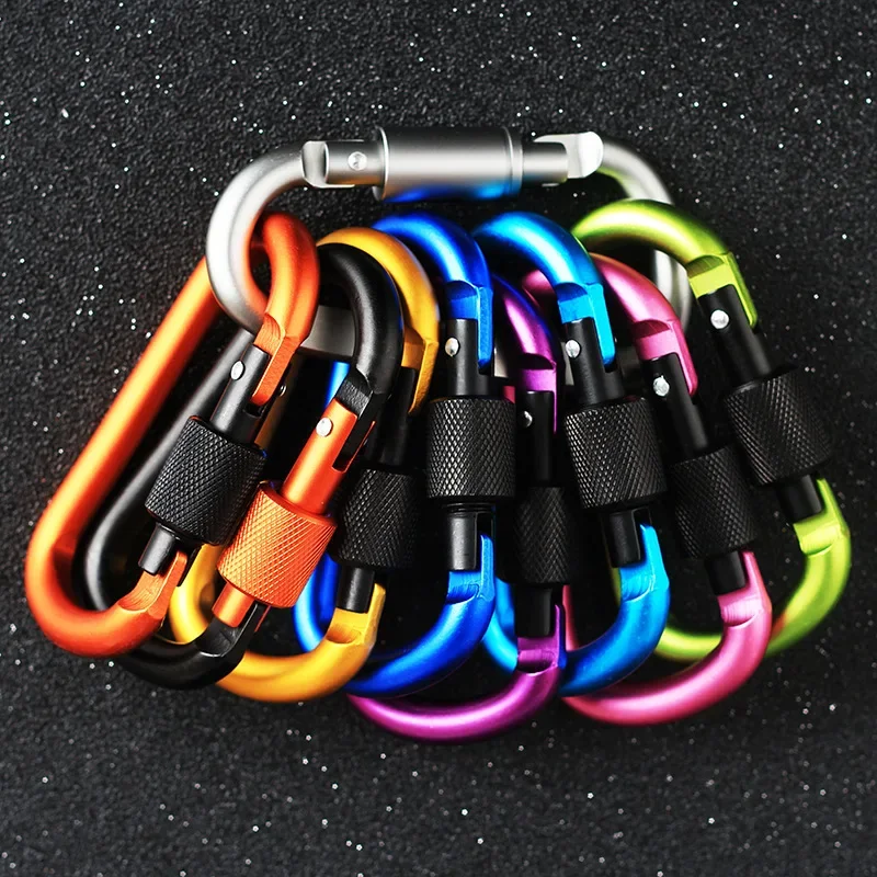 Outdoor Essentials - 8Pcs Hanging Aluminum Carabiner D-Ring Keychain Clip Camping Snap Hook Kit view 5