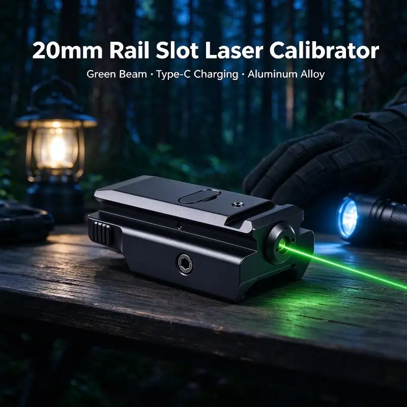 Portable 20mm Rail Laser Calibrator Aluminum Alloy Type-C Charge Red Green Beam Outdoor Optical Dot Positioning Gear