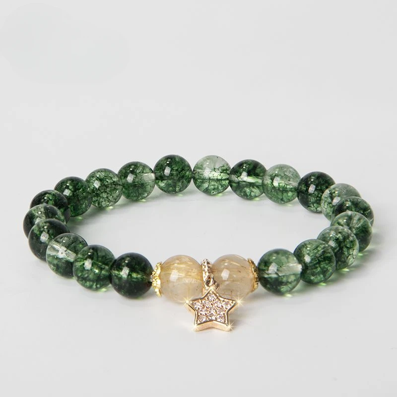 

2024 New Green Phantom Quartz Crystal Lucky Bracelet Starry Sky Niche Beaded Girlfriends' Gift Girlfriend Gift