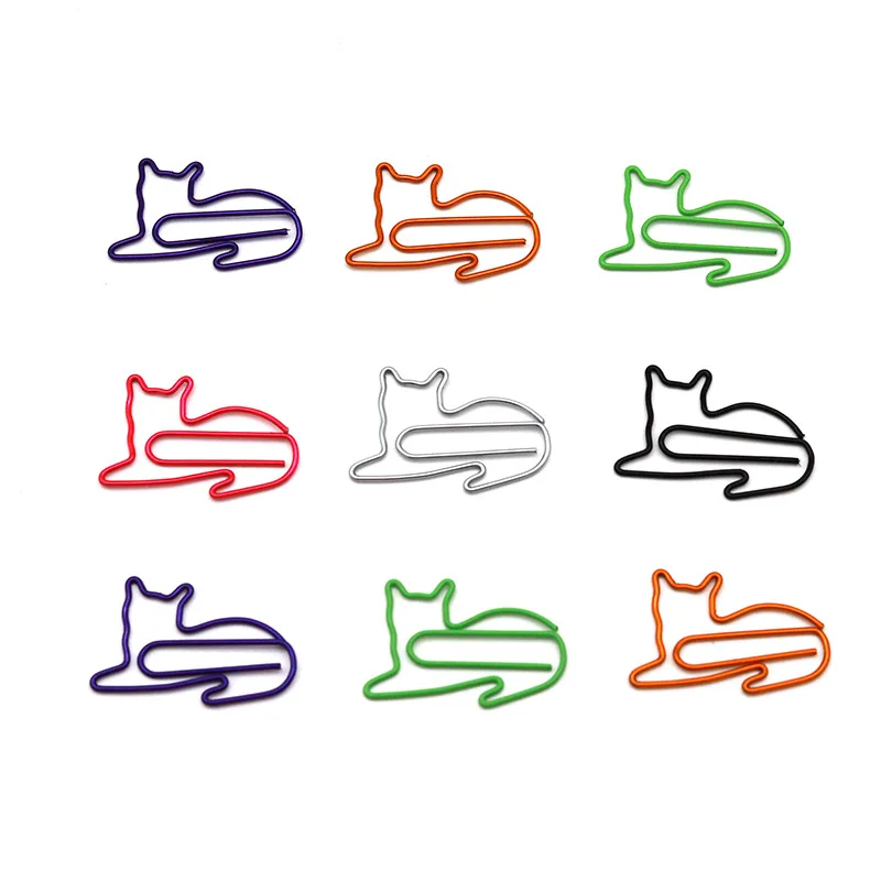 Animal Paper Clip Color Creative Cartoon Cat Paper Clips Cat Shaped Wholesale Metal Paperclip Cute Bookmark