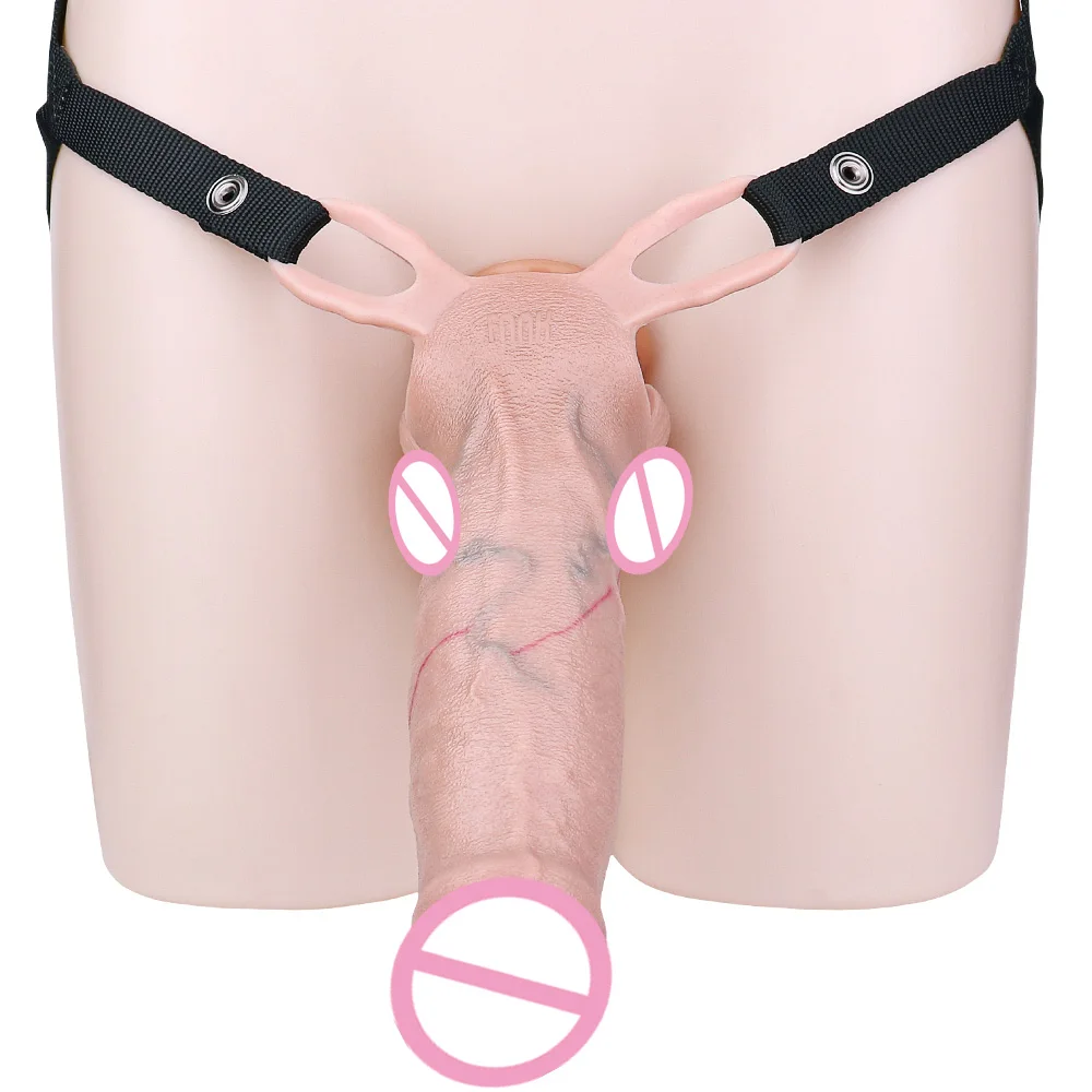 Male Hollow Strapon Dildo Pant,Soft Silicone Realistic Penis Sleeve Sheath Penis Enlarger For Men/Couples,Adult Role Play Toys view 6