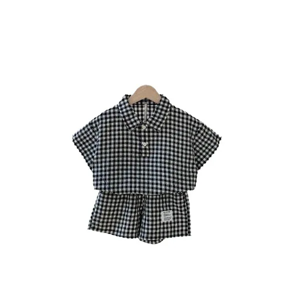 Children Clothing Boys Spring Summer Suit 2023 Short Sleeve Plaid Shirt and Shorts Handsome Cool Handsome Casual Two Piece Sets