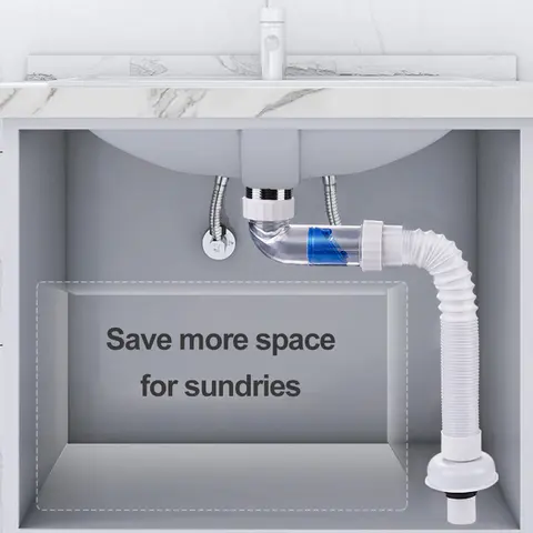 Kitchen Sink Drain Pipes Washing Basin Drain Hose G1-1/2 Inch Sink Waste Water Pipe Extendible 28-88cm Retractable Drainage Pipe