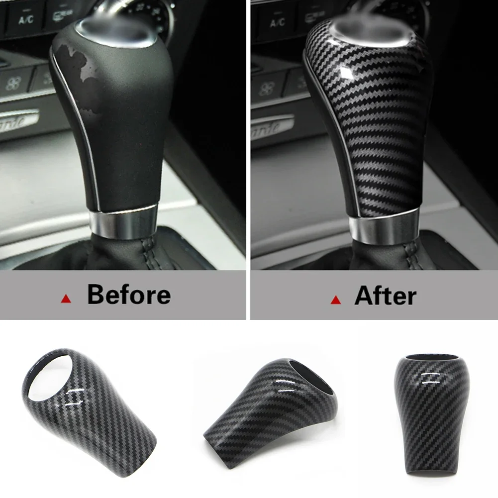 For Mercedes-Benz A G E C class GLK CLS 2004-12 W169 W212 W204 X204 C219 Car Gear Shift Knob Head P R N D Trim ABS Carbon Cover