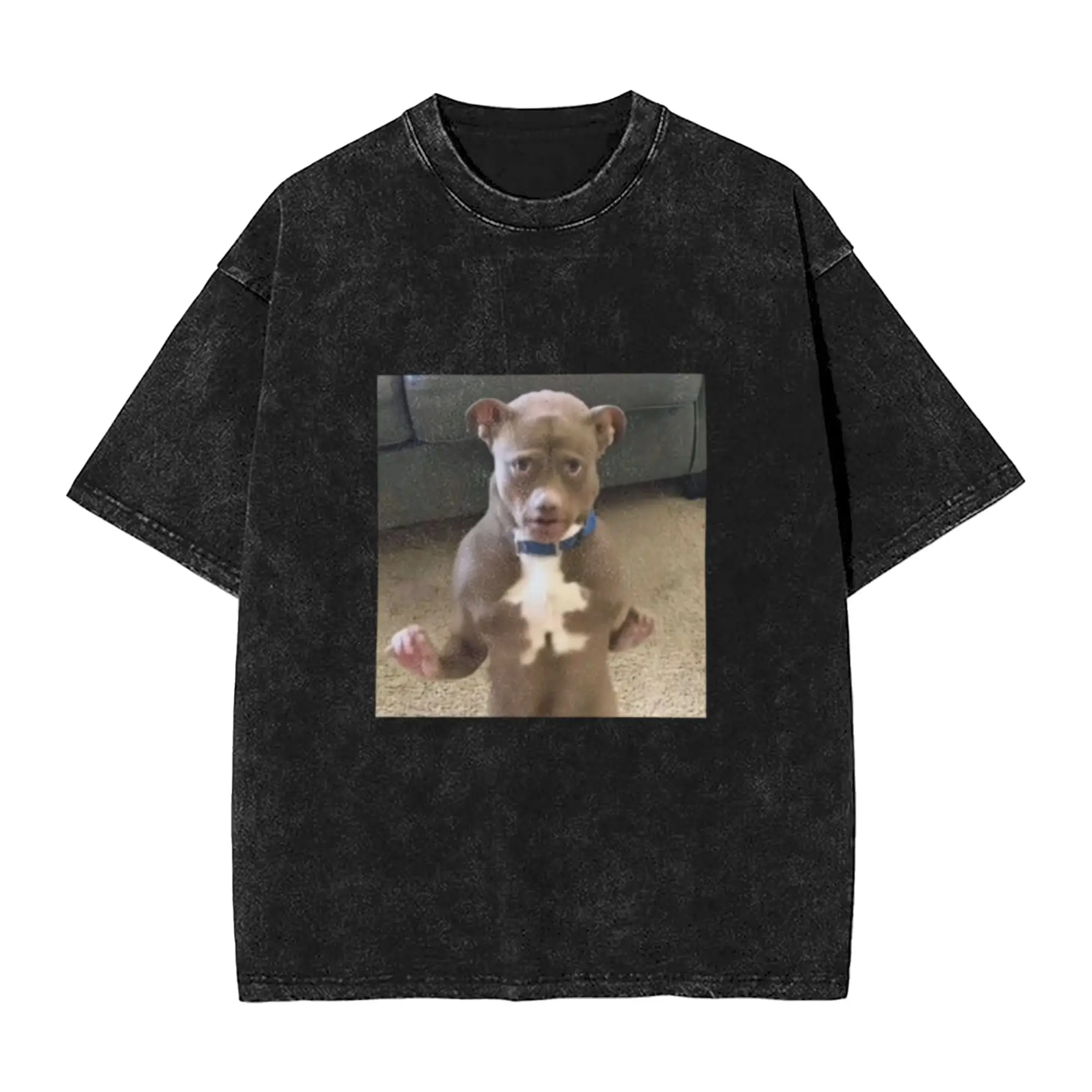 pit bull meme Classic Comfort A Washed T Shirt Men's Women's Oversized Cotton Tees Tops