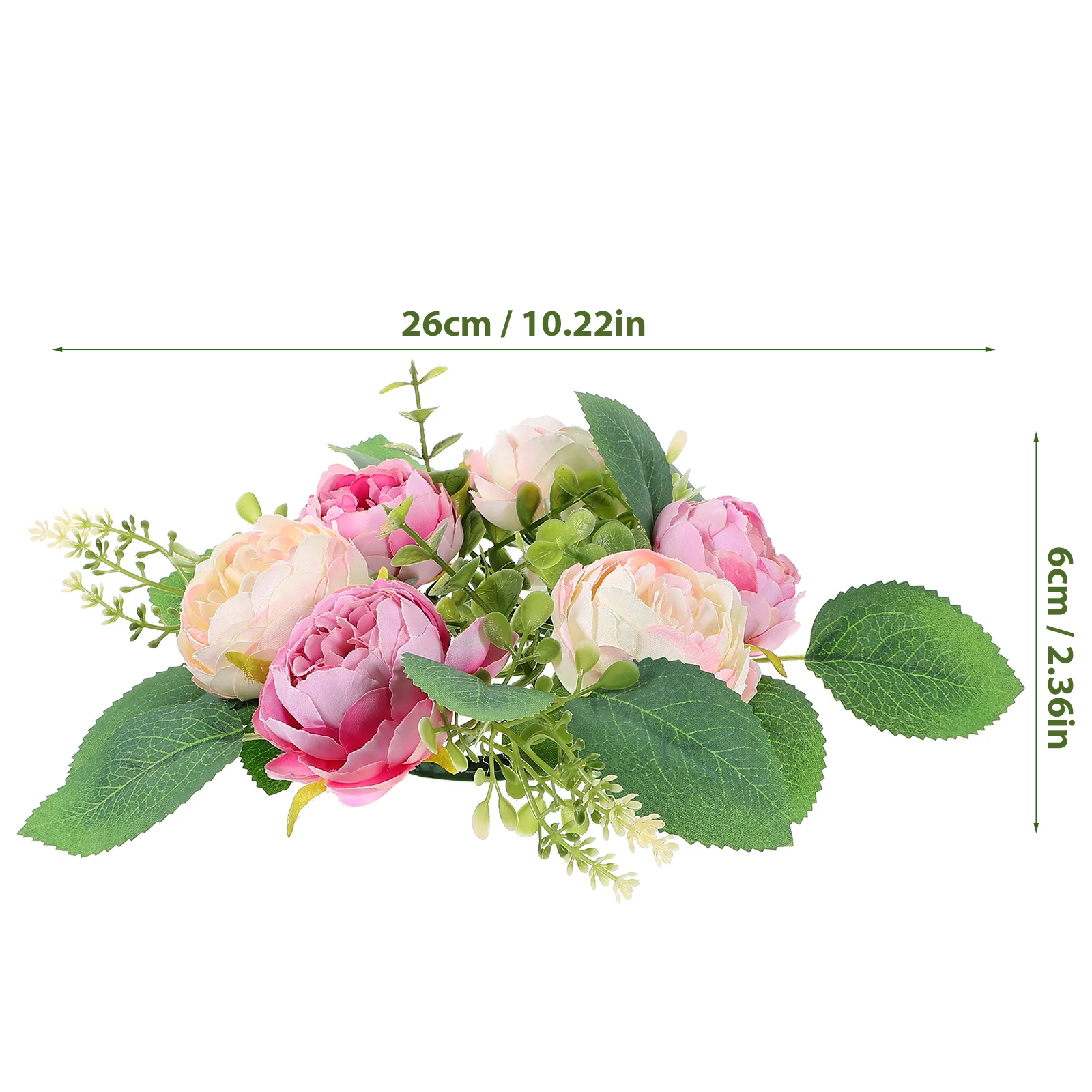 Candlestick Garland Green Peony Flower Wreath Artificial Floral Wreaths Leaf for Wedding Ring Table Silk Mother