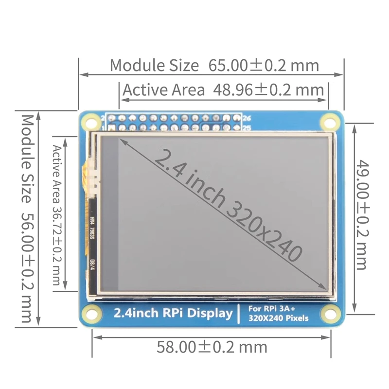 2.4 Inch Touch Screen for Raspberry Pi Zero /W/2 W SPI Interface TFT LCD Monitor 320x240 Display for Pi 5 4B 3B+ 3B 3A+